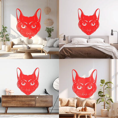Abstract Cat Head Mustache Pet House Animal Lettering Decals Car Body Decoration