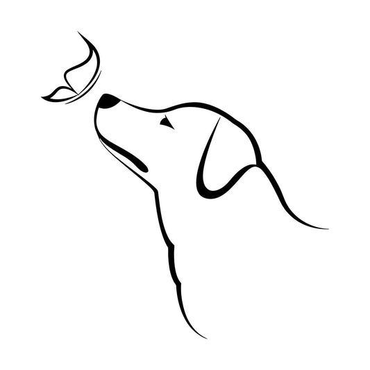 Wall Decals Abstract Dog Butterfly Pet Home Animals Removable Without Leaving Glue