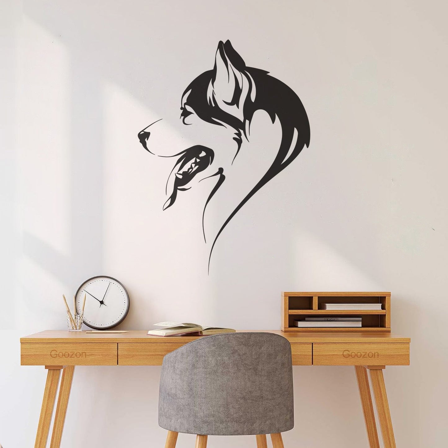Abstract Dog Head Of Husky Animal Pet Vinyl Wall Decals Self Adhesive