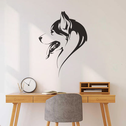Abstract Dog Head Of Husky Animal Pet Vinyl Wall Decals Self Adhesive