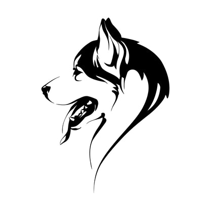 Abstract Dog Head Of Husky Animal Pet Vinyl Wall Decals Self Adhesive
