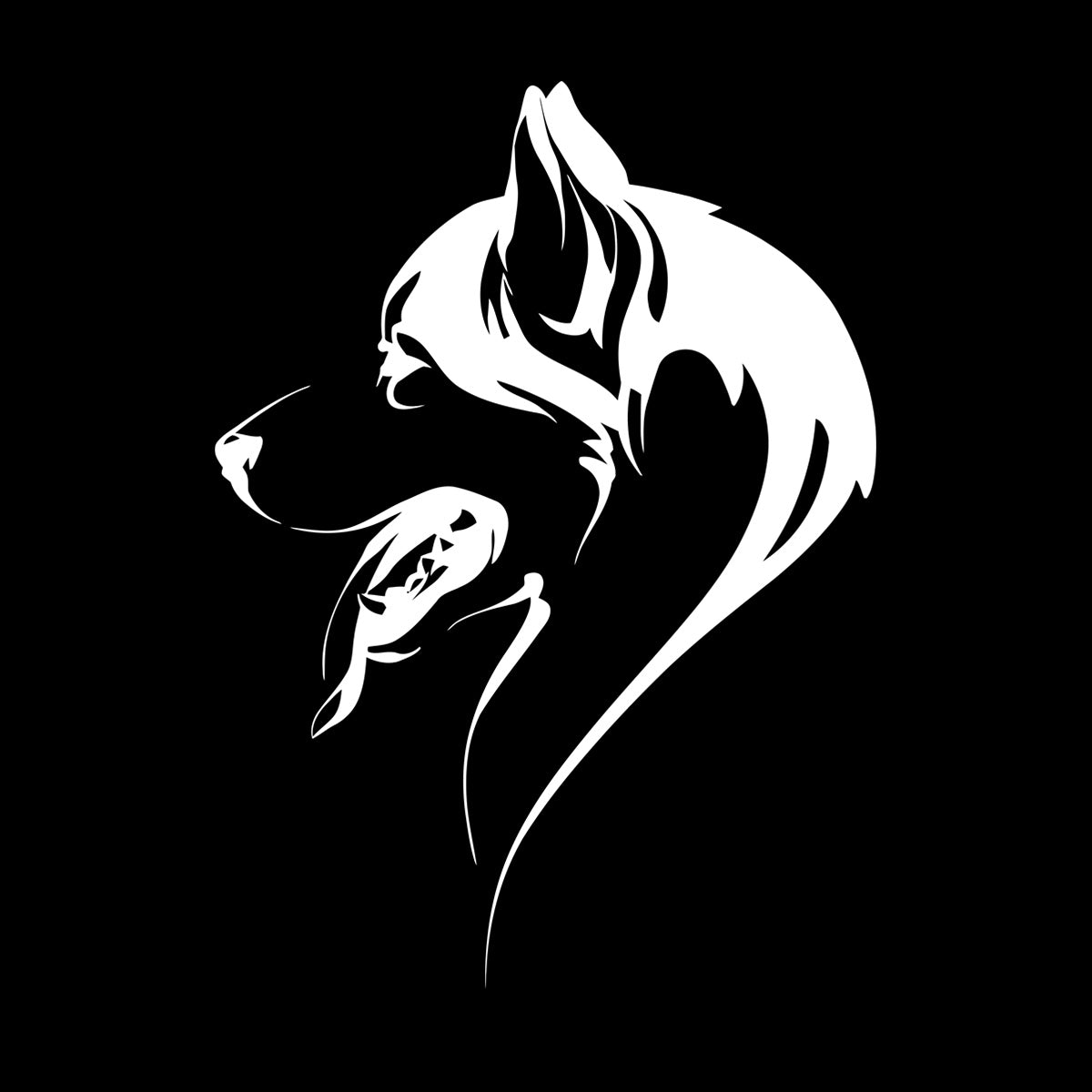 Abstract Dog Head Of Husky Animal Pet Vinyl Wall Decals Self Adhesive