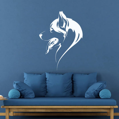 Abstract Dog Head Of Husky Animal Pet Vinyl Wall Decals Self Adhesive