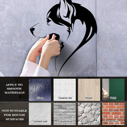 Abstract Dog Head Of Husky Animal Pet Vinyl Wall Decals Self Adhesive
