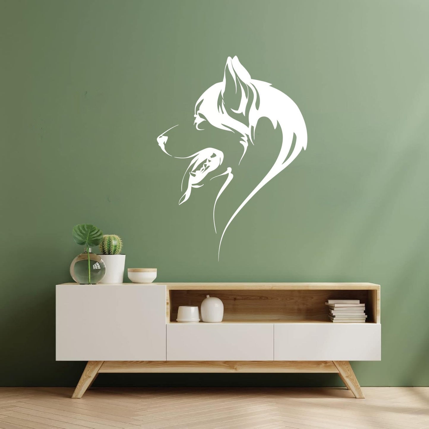 Abstract Dog Head Of Husky Animal Pet Vinyl Wall Decals Self Adhesive