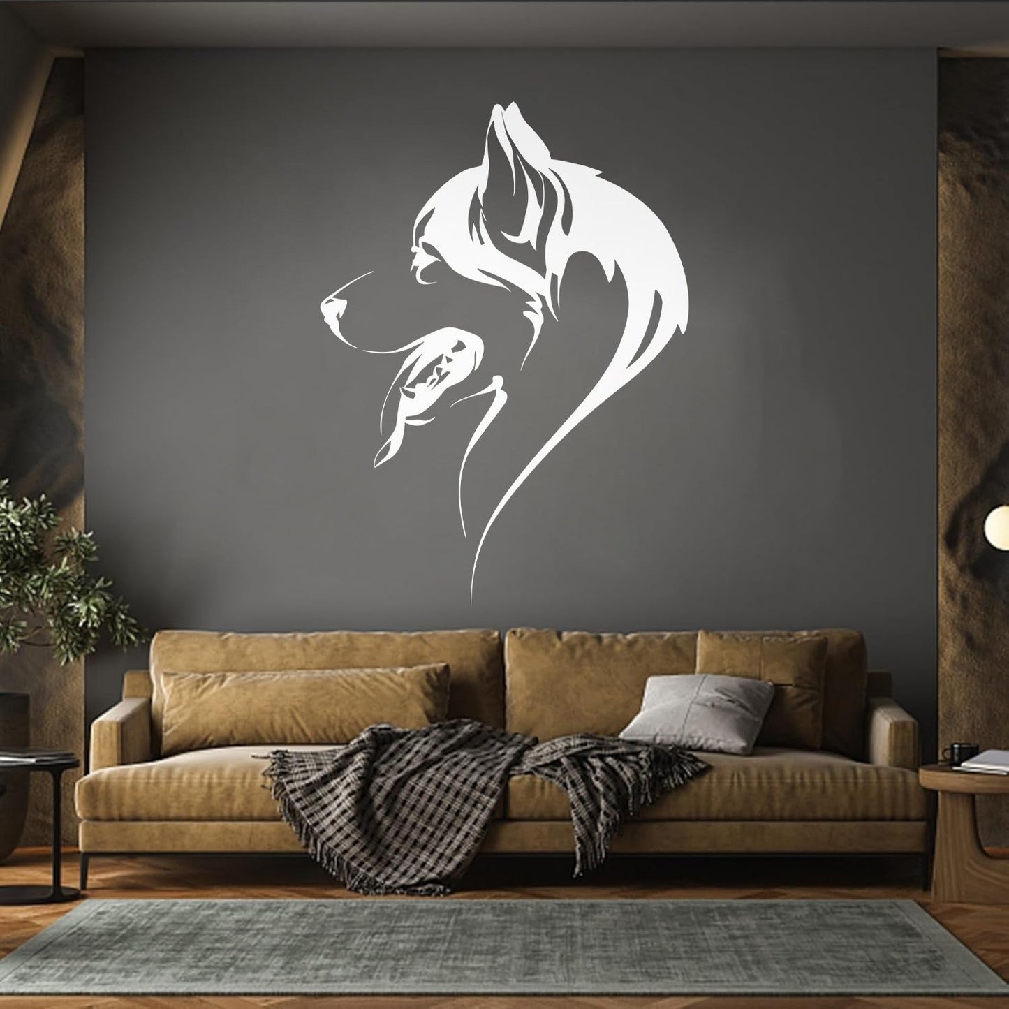 Abstract Dog Head Of Husky Animal Pet Vinyl Wall Decals Self Adhesive