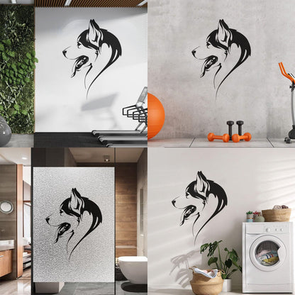 Abstract Dog Head Of Husky Animal Pet Vinyl Wall Decals Self Adhesive