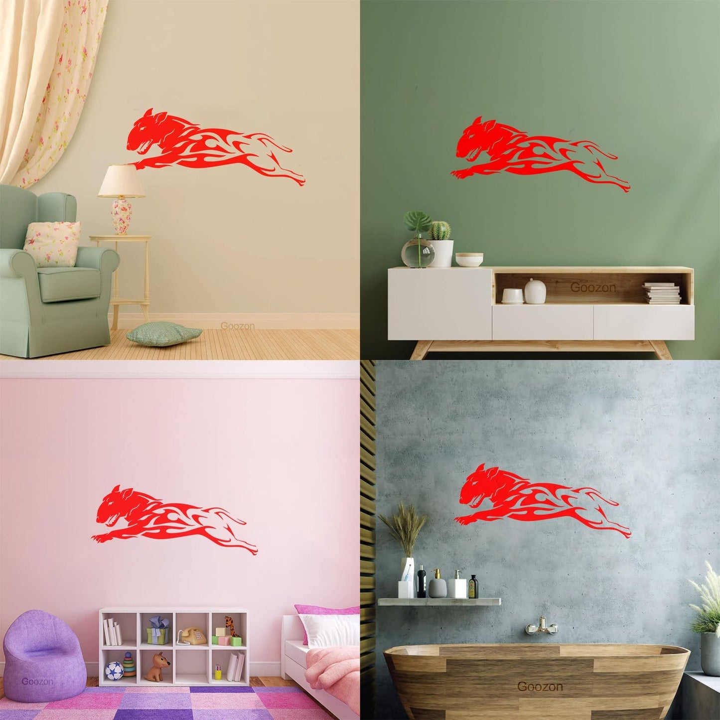 Abstract Fire Dog Home Animal Pet Wall Vinyl Sticker Decor Easy Installation
