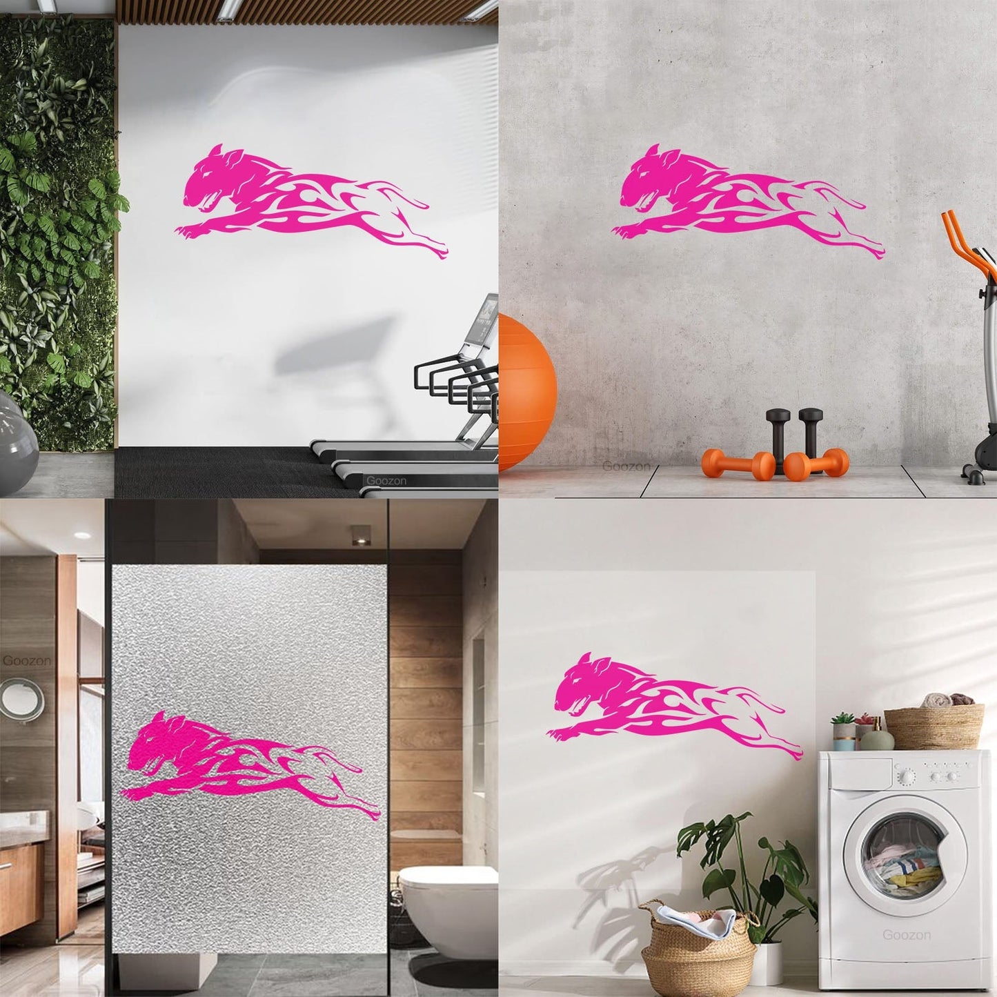 Abstract Fire Dog Home Animal Pet Wall Vinyl Sticker Decor Easy Installation