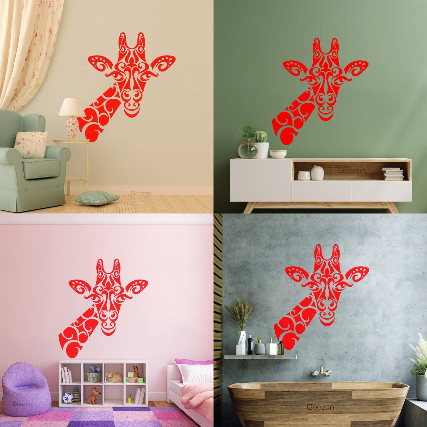 Vinyl Wall Stickers Abstract Giraffe African Animal Head Window Decals