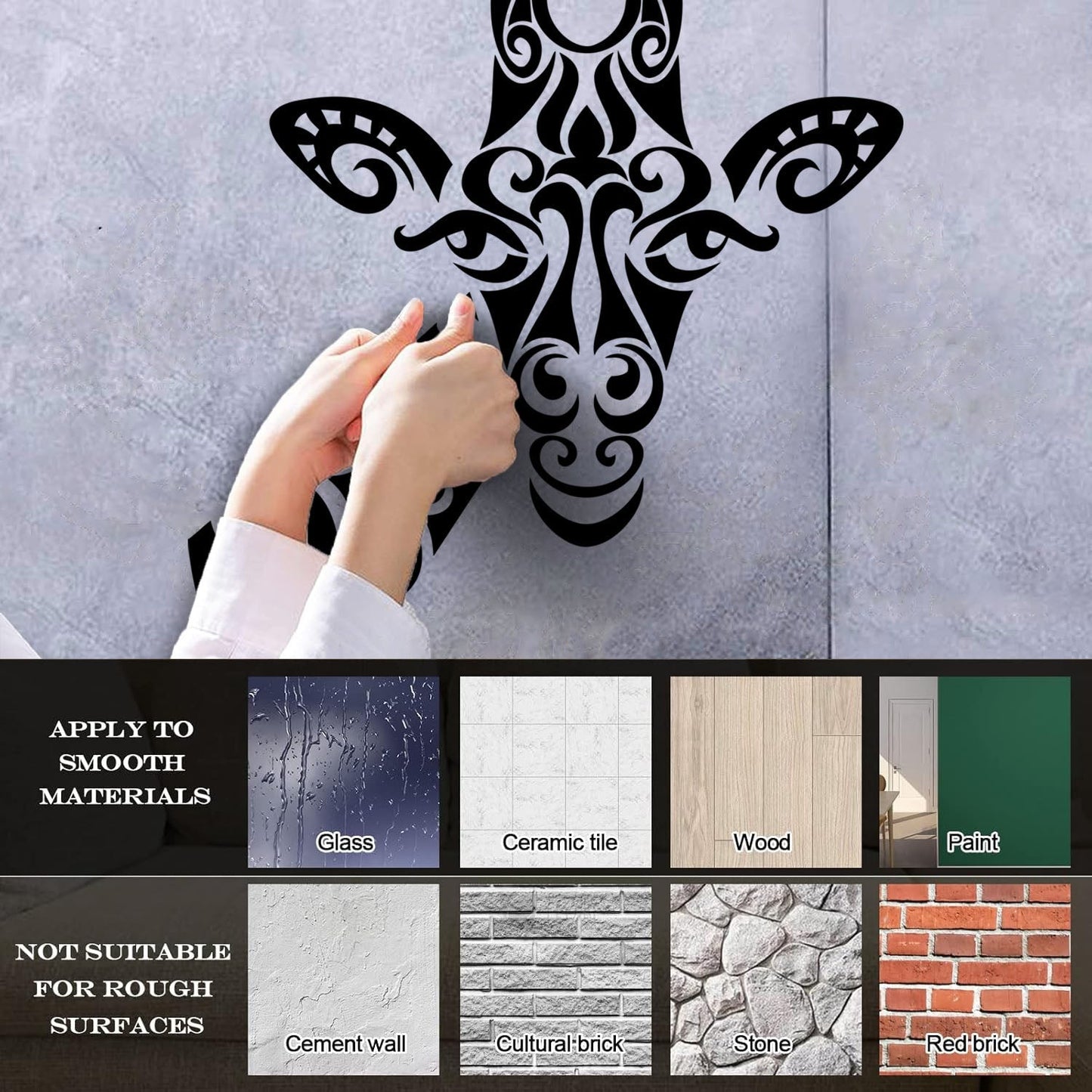 Vinyl Wall Stickers Abstract Giraffe African Animal Head Window Decals