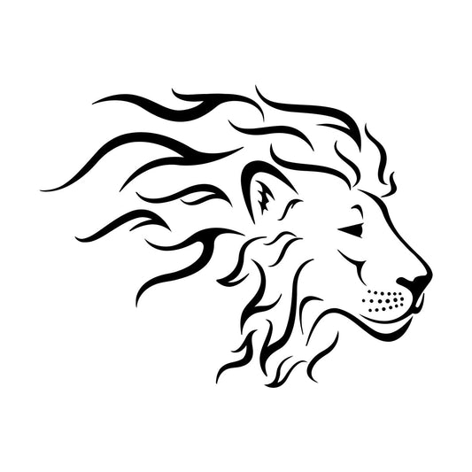 Abstract Lion Head Tribal Wild Animal Lettering Stickers Personalized Customization