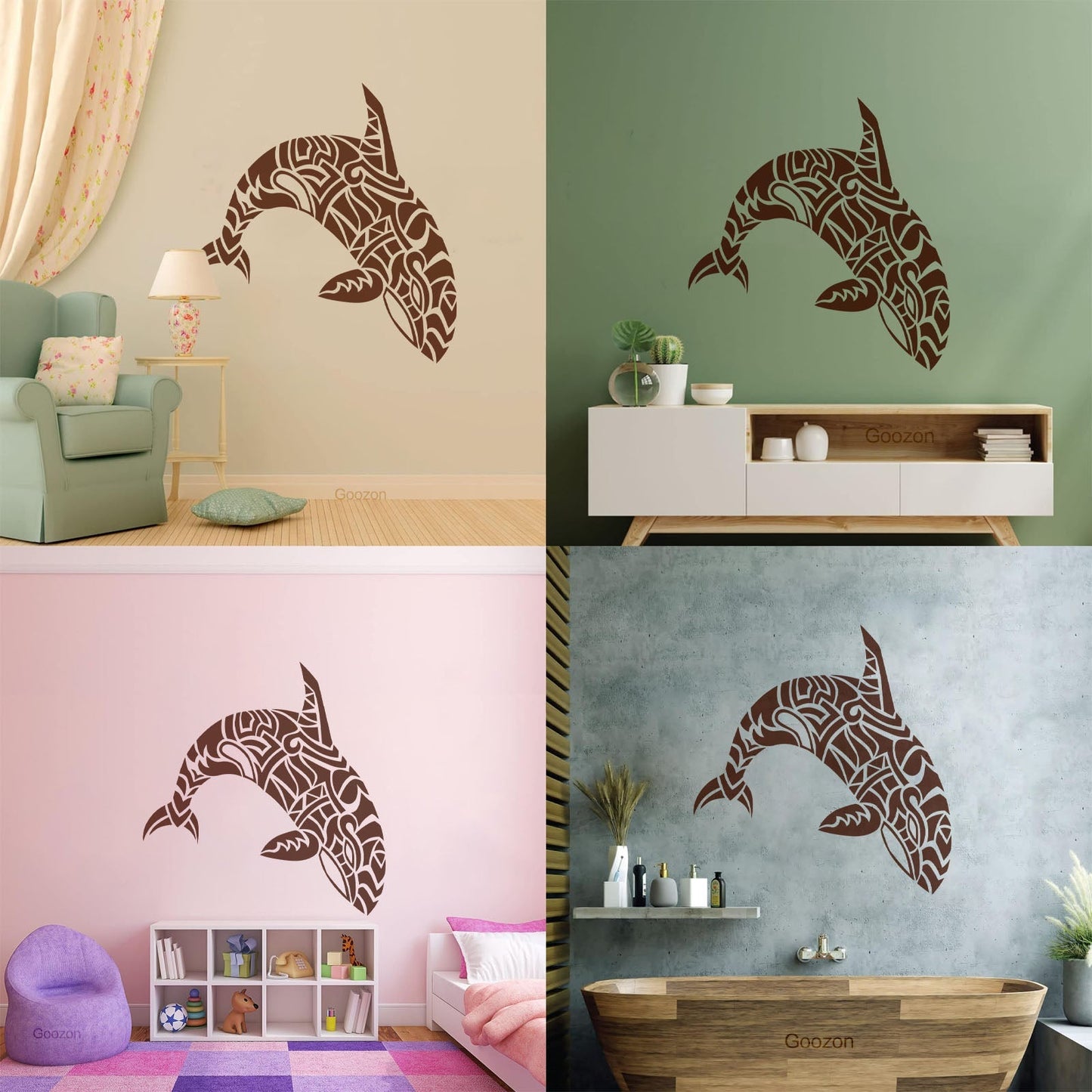 Wall Vinyl Sticker Decor Abstract Sea Animal Dolphin Killer Whale Tattoo Culture
