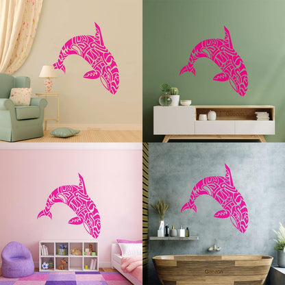Wall Vinyl Sticker Decor Abstract Sea Animal Dolphin Killer Whale Tattoo Culture