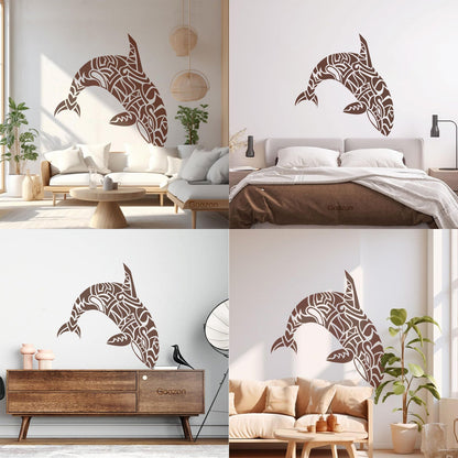 Wall Vinyl Sticker Decor Abstract Sea Animal Dolphin Killer Whale Tattoo Culture
