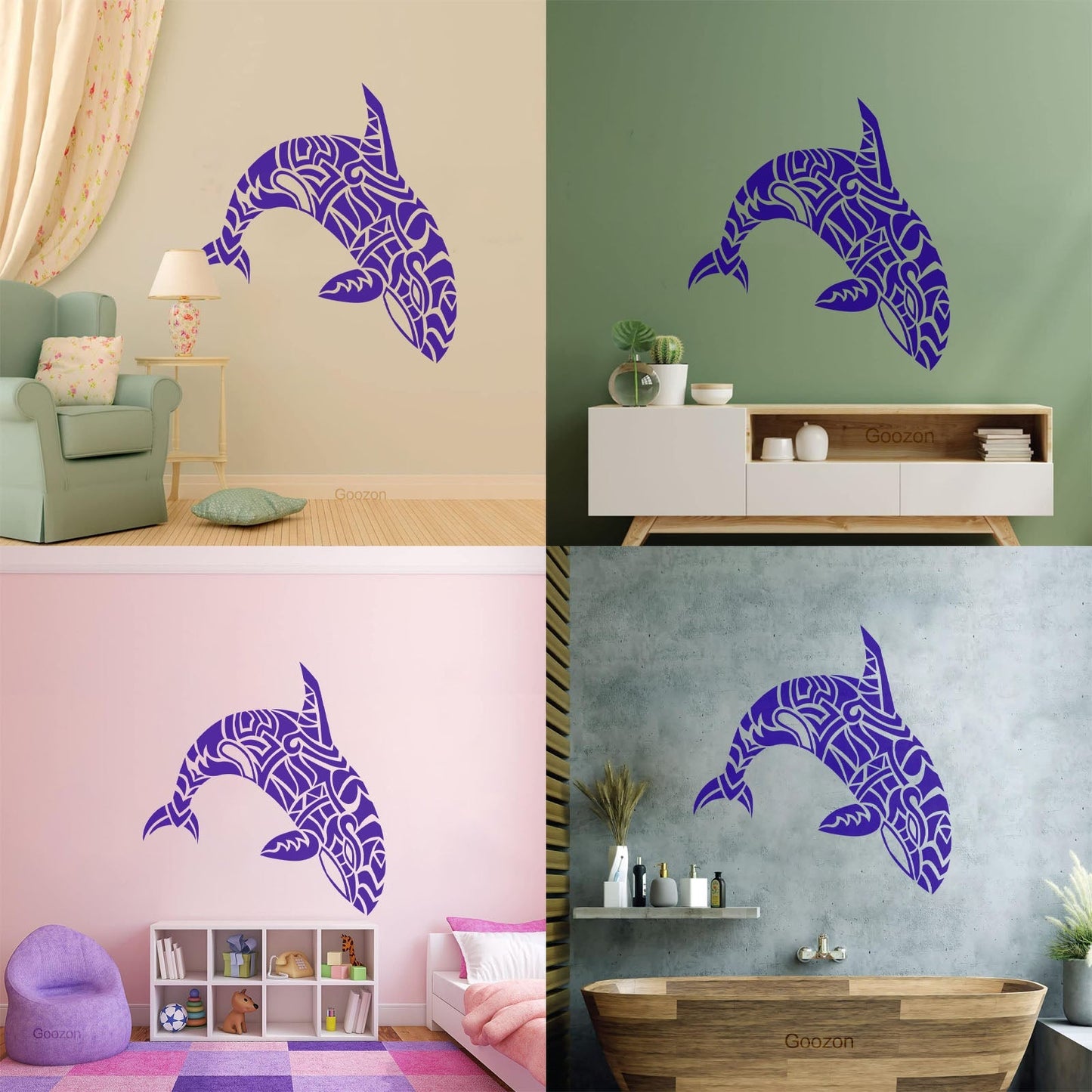 Wall Vinyl Sticker Decor Abstract Sea Animal Dolphin Killer Whale Tattoo Culture