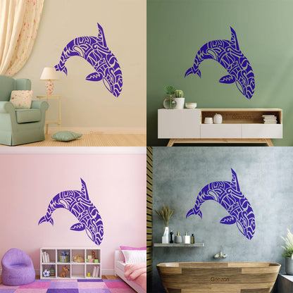 Wall Vinyl Sticker Decor Abstract Sea Animal Dolphin Killer Whale Tattoo Culture