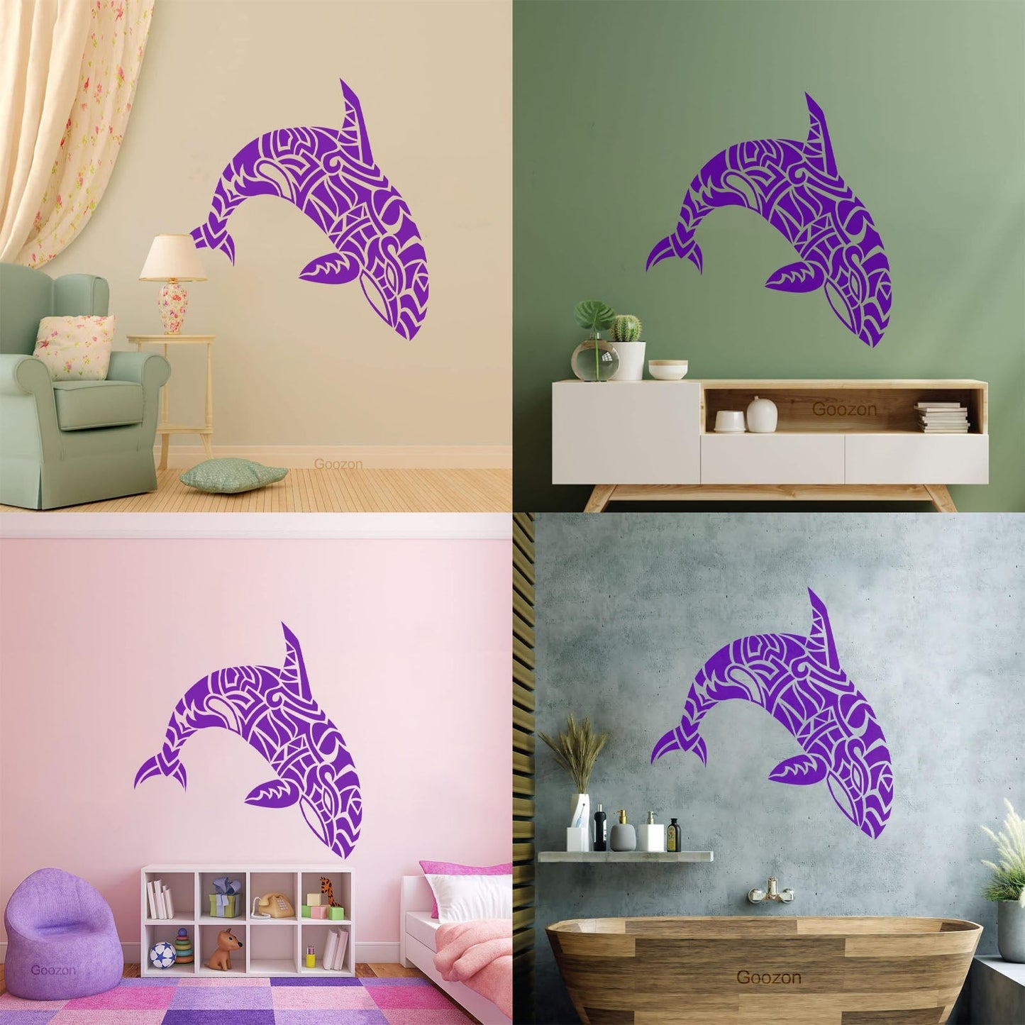 Wall Vinyl Sticker Decor Abstract Sea Animal Dolphin Killer Whale Tattoo Culture
