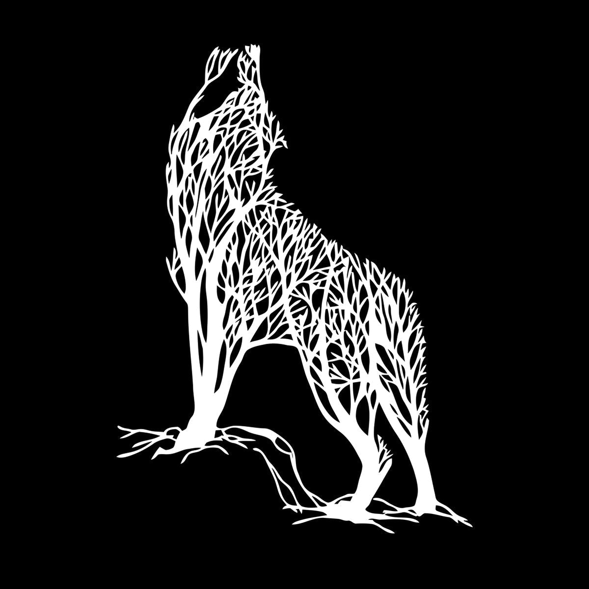 Lettering Stickers Abstract Tree Wild Howling Wolf Predator Animal Multiple Size Options