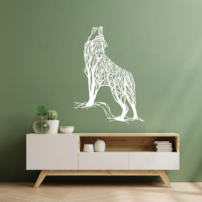 Lettering Stickers Abstract Tree Wild Howling Wolf Predator Animal Multiple Size Options