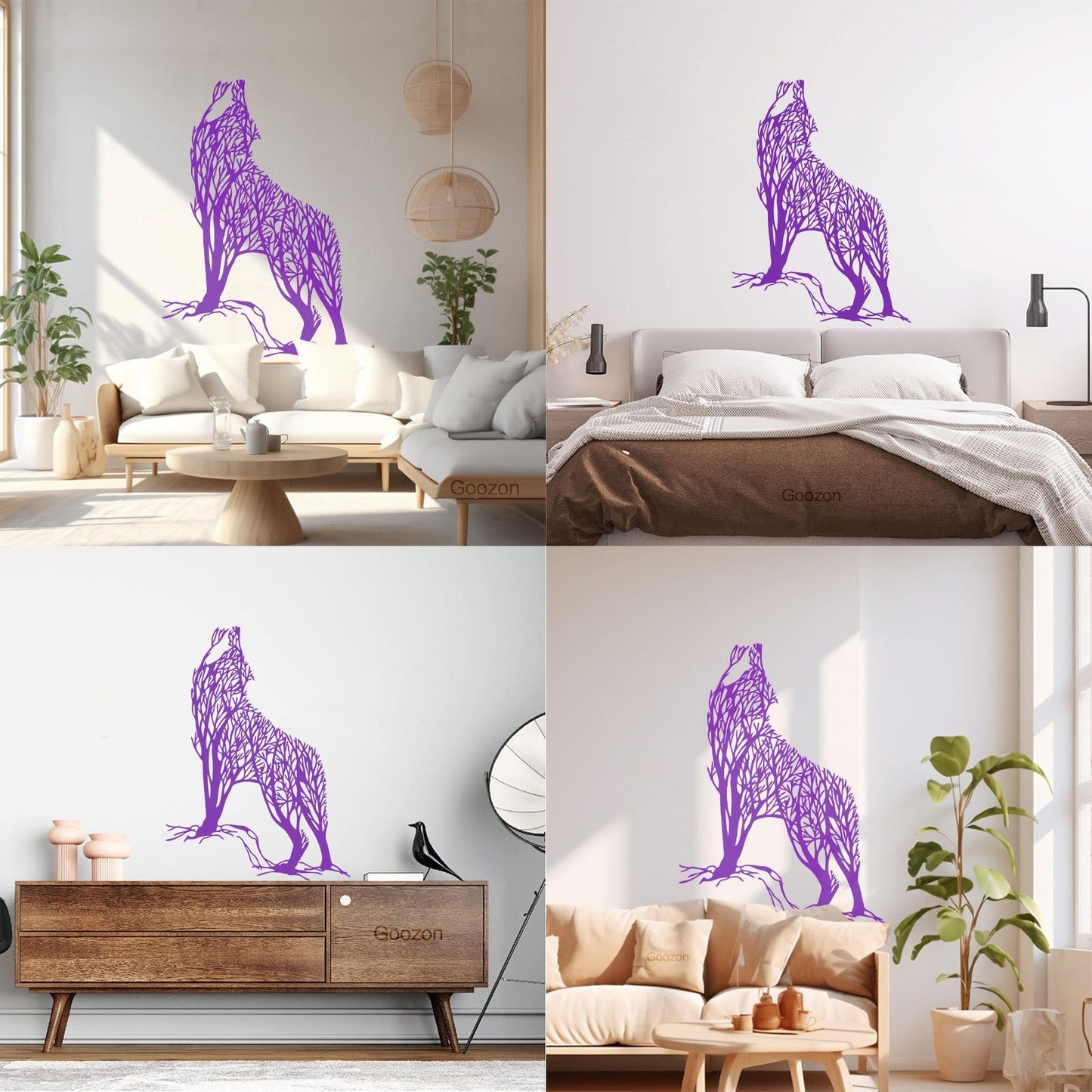 Lettering Stickers Abstract Tree Wild Howling Wolf Predator Animal Multiple Size Options