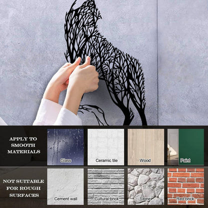 Lettering Stickers Abstract Tree Wild Howling Wolf Predator Animal Multiple Size Options