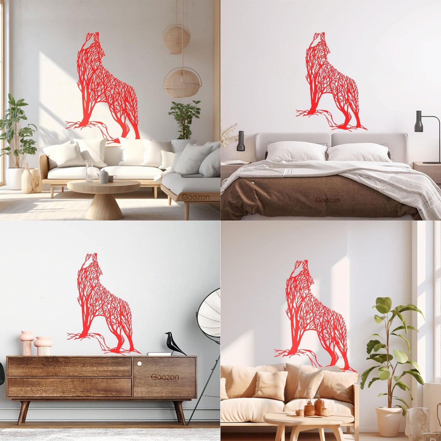 Lettering Stickers Abstract Tree Wild Howling Wolf Predator Animal Multiple Size Options
