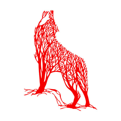 Lettering Stickers Abstract Tree Wild Howling Wolf Predator Animal Multiple Size Options