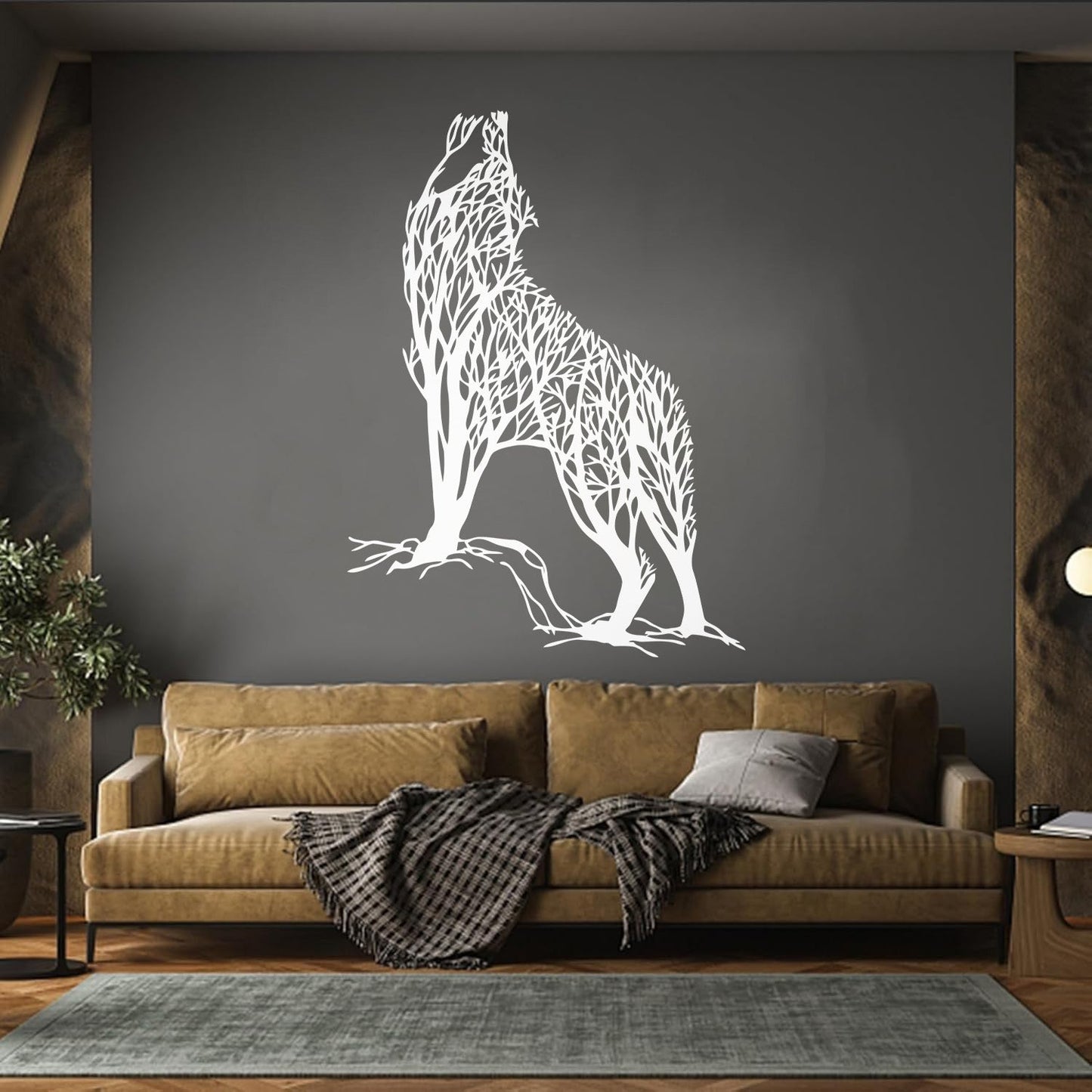 Lettering Stickers Abstract Tree Wild Howling Wolf Predator Animal Multiple Size Options