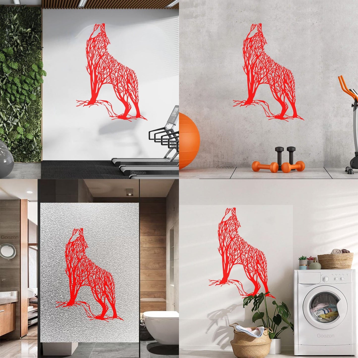 Lettering Stickers Abstract Tree Wild Howling Wolf Predator Animal Multiple Size Options