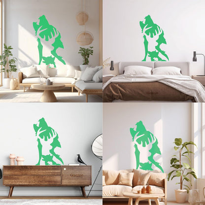 Mural And Wall Vinyl Decal Abstract Wild Forest Animals Wolf Deer Wall Beautification
