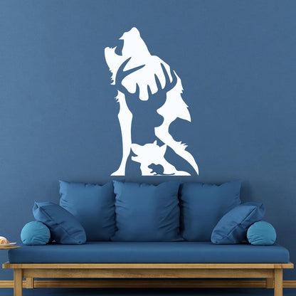 Mural And Wall Vinyl Decal Abstract Wild Forest Animals Wolf Deer Wall Beautification