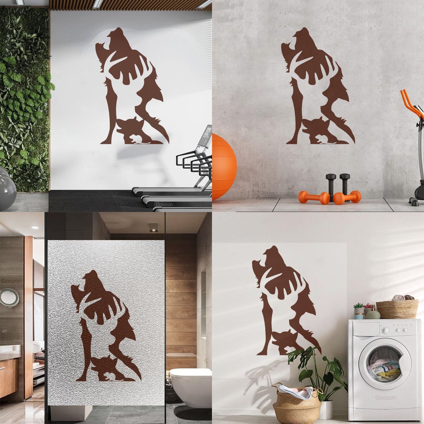 Mural And Wall Vinyl Decal Abstract Wild Forest Animals Wolf Deer Wall Beautification