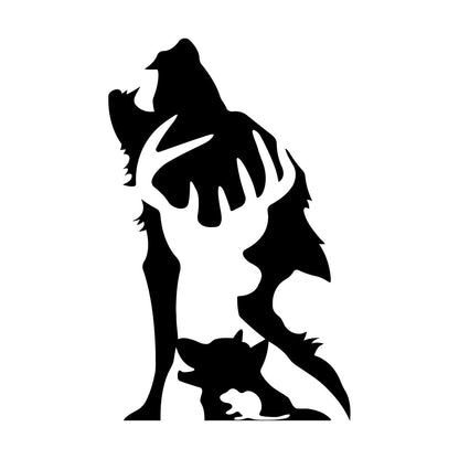 Mural And Wall Vinyl Decal Abstract Wild Forest Animals Wolf Deer Wall Beautification