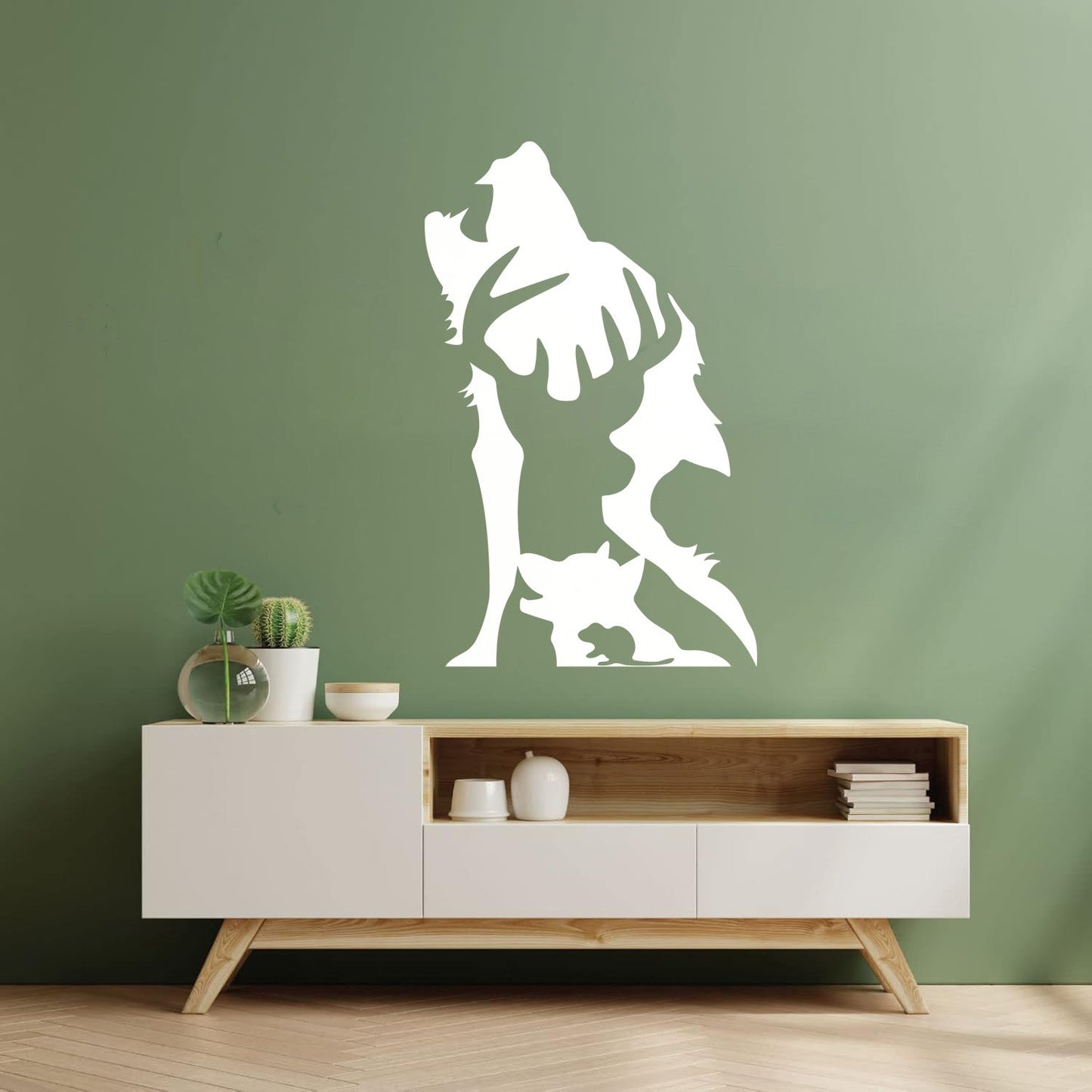 Mural And Wall Vinyl Decal Abstract Wild Forest Animals Wolf Deer Wall Beautification