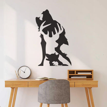 Mural And Wall Vinyl Decal Abstract Wild Forest Animals Wolf Deer Wall Beautification