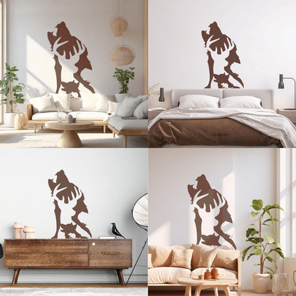 Mural And Wall Vinyl Decal Abstract Wild Forest Animals Wolf Deer Wall Beautification