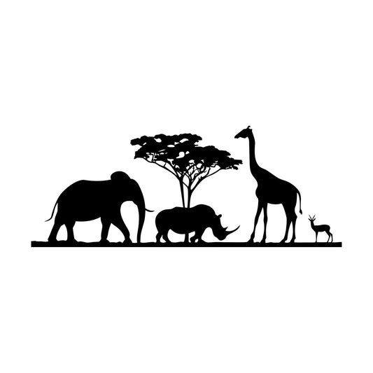 African Animals Giraffe Elephant Vinyl Wall Stickers Art Mural Painting