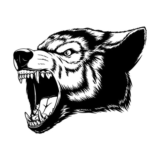 Vinyl Wall Stickers Aggressive Wolf Head Predator Animal Removable Without Leaving Glue