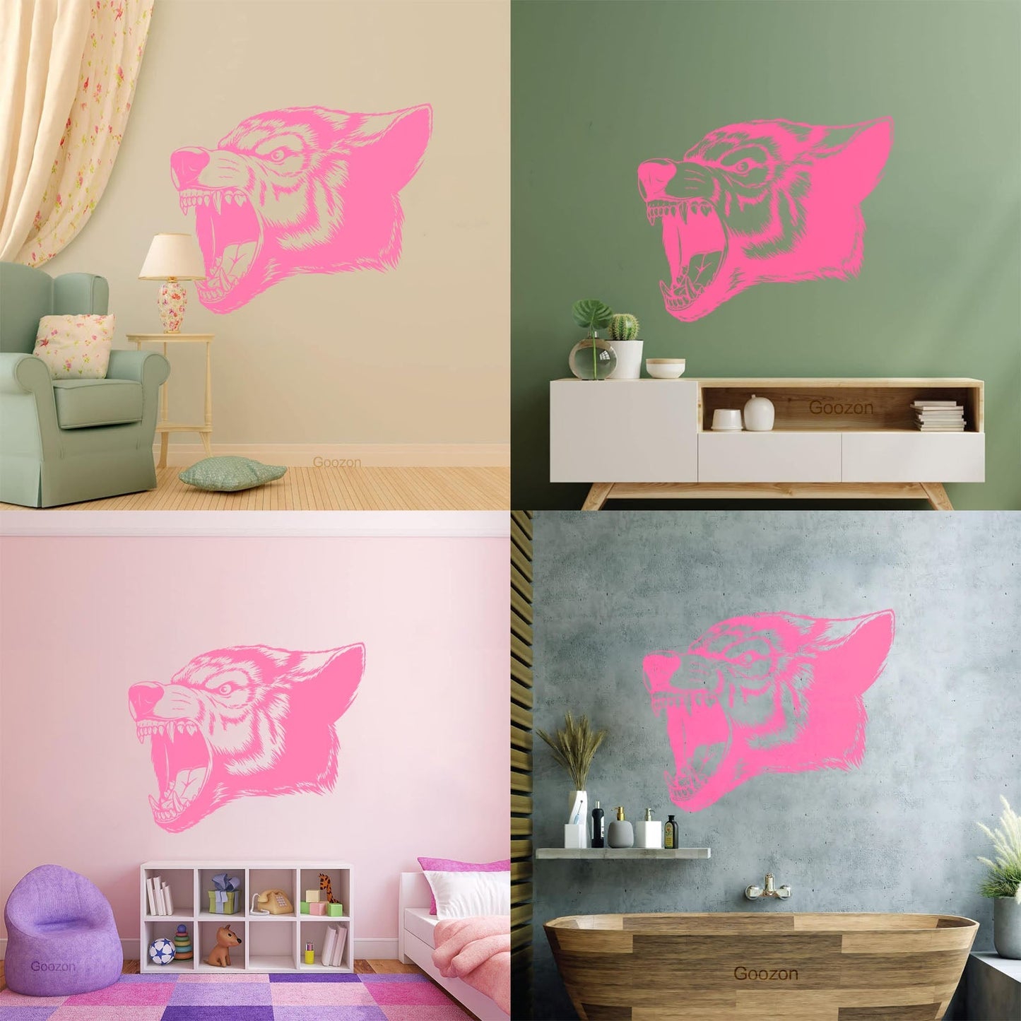 Vinyl Wall Stickers Aggressive Wolf Head Predator Animal Removable Without Leaving Glue
