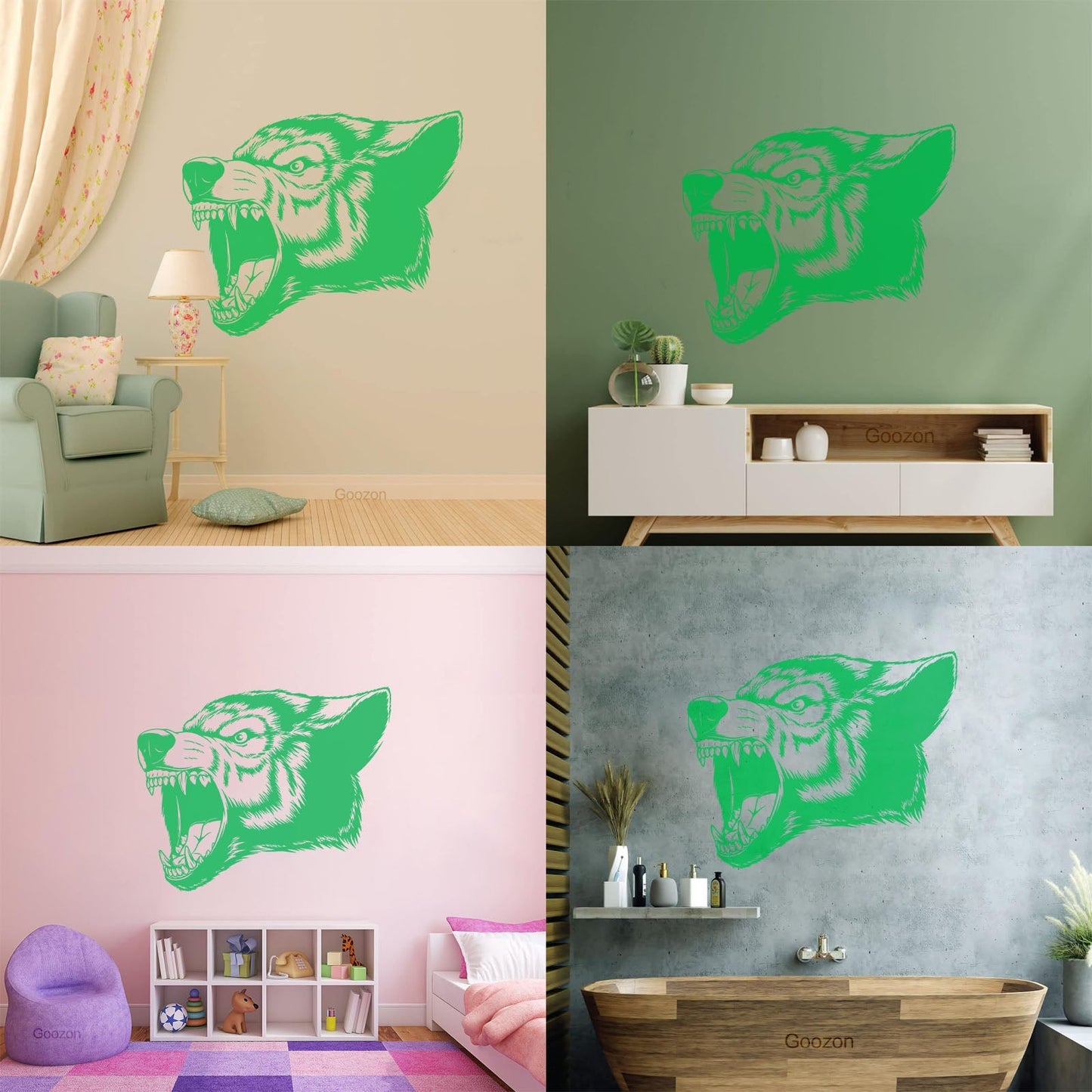 Vinyl Wall Stickers Aggressive Wolf Head Predator Animal Removable Without Leaving Glue