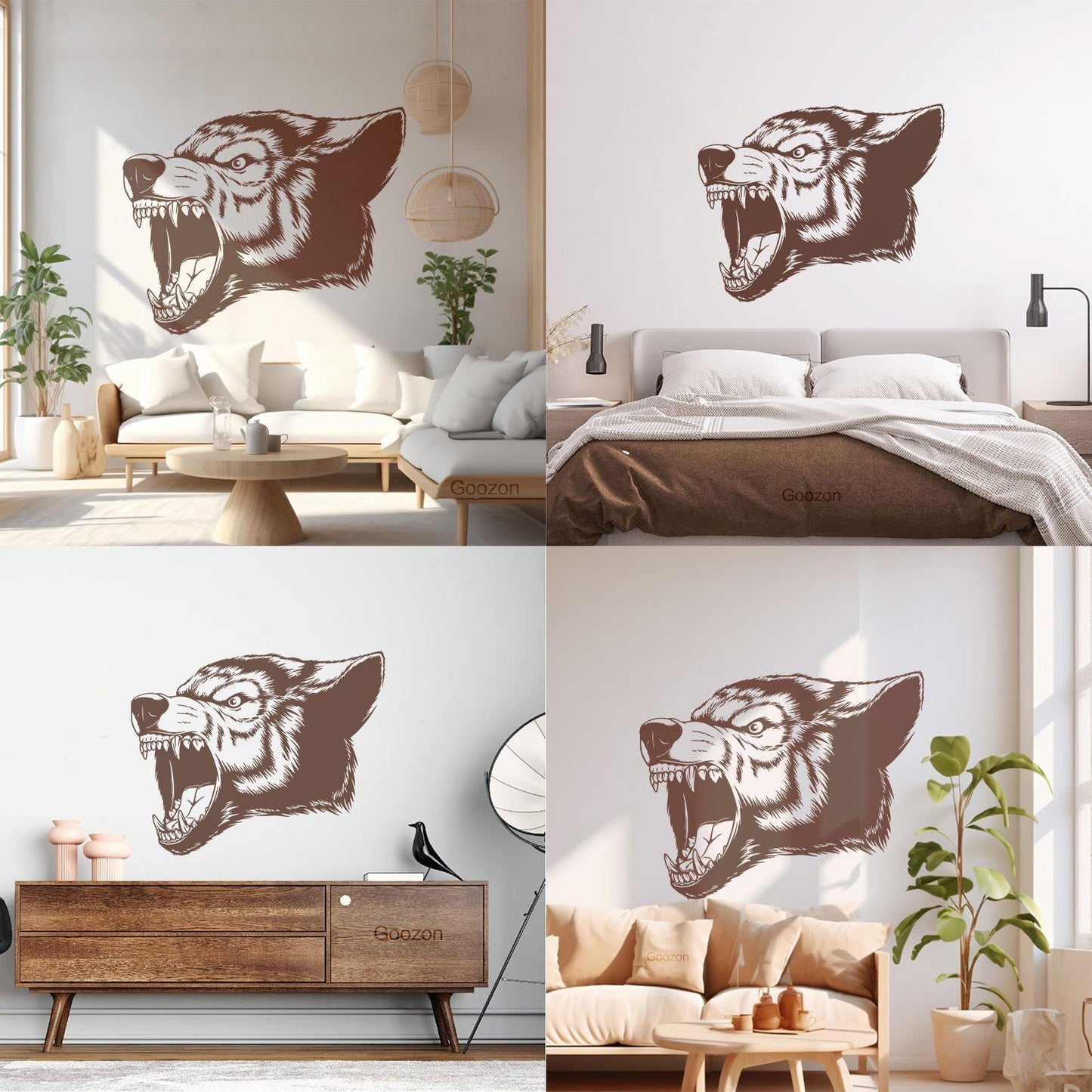 Vinyl Wall Stickers Aggressive Wolf Head Predator Animal Removable Without Leaving Glue