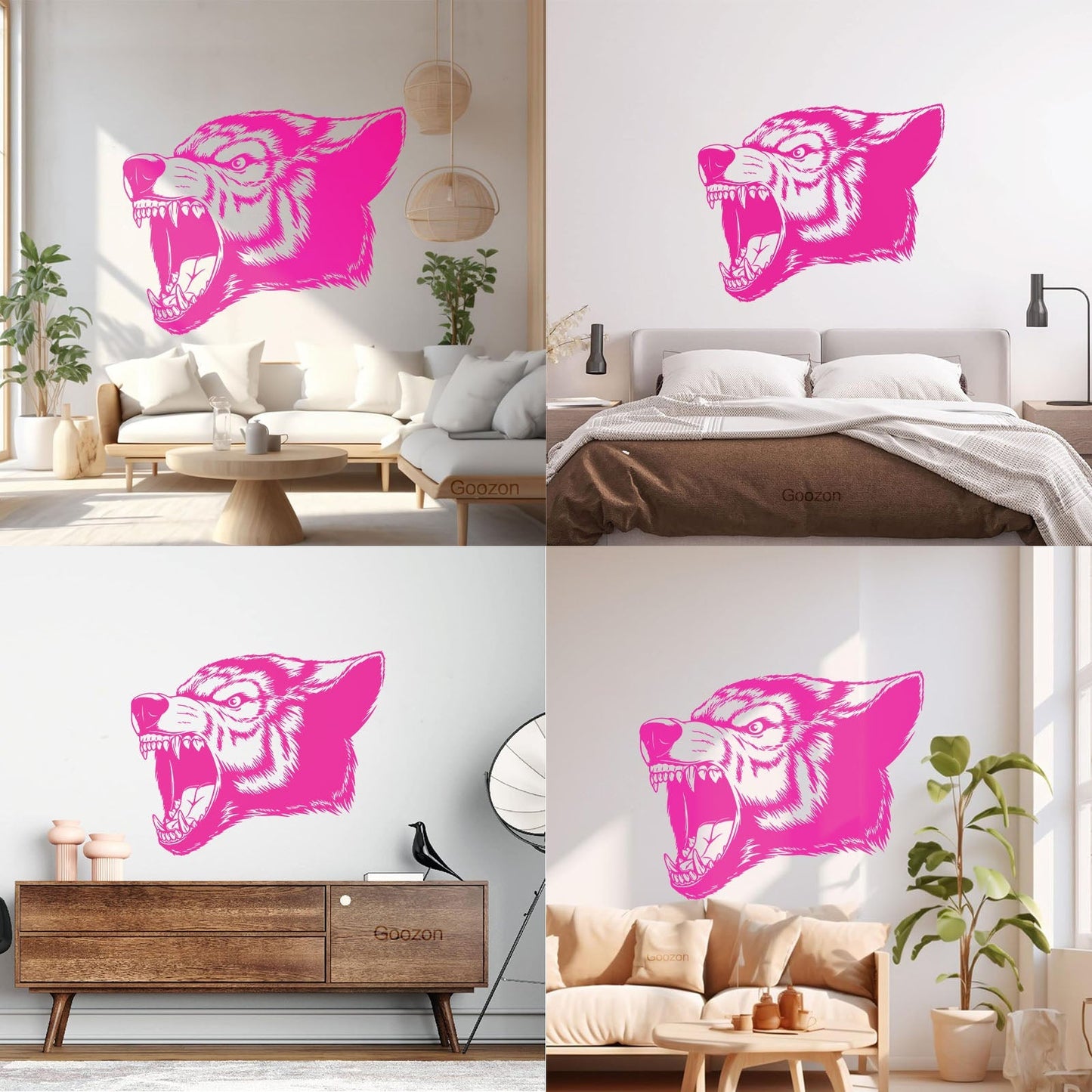 Vinyl Wall Stickers Aggressive Wolf Head Predator Animal Removable Without Leaving Glue