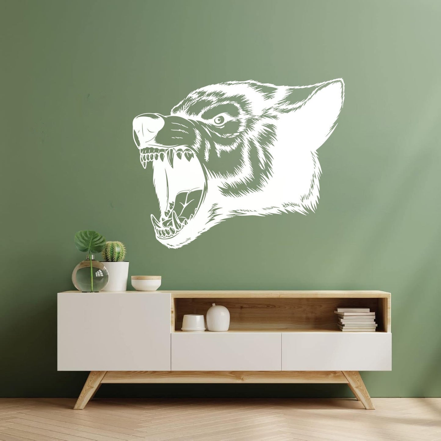 Vinyl Wall Stickers Aggressive Wolf Head Predator Animal Removable Without Leaving Glue