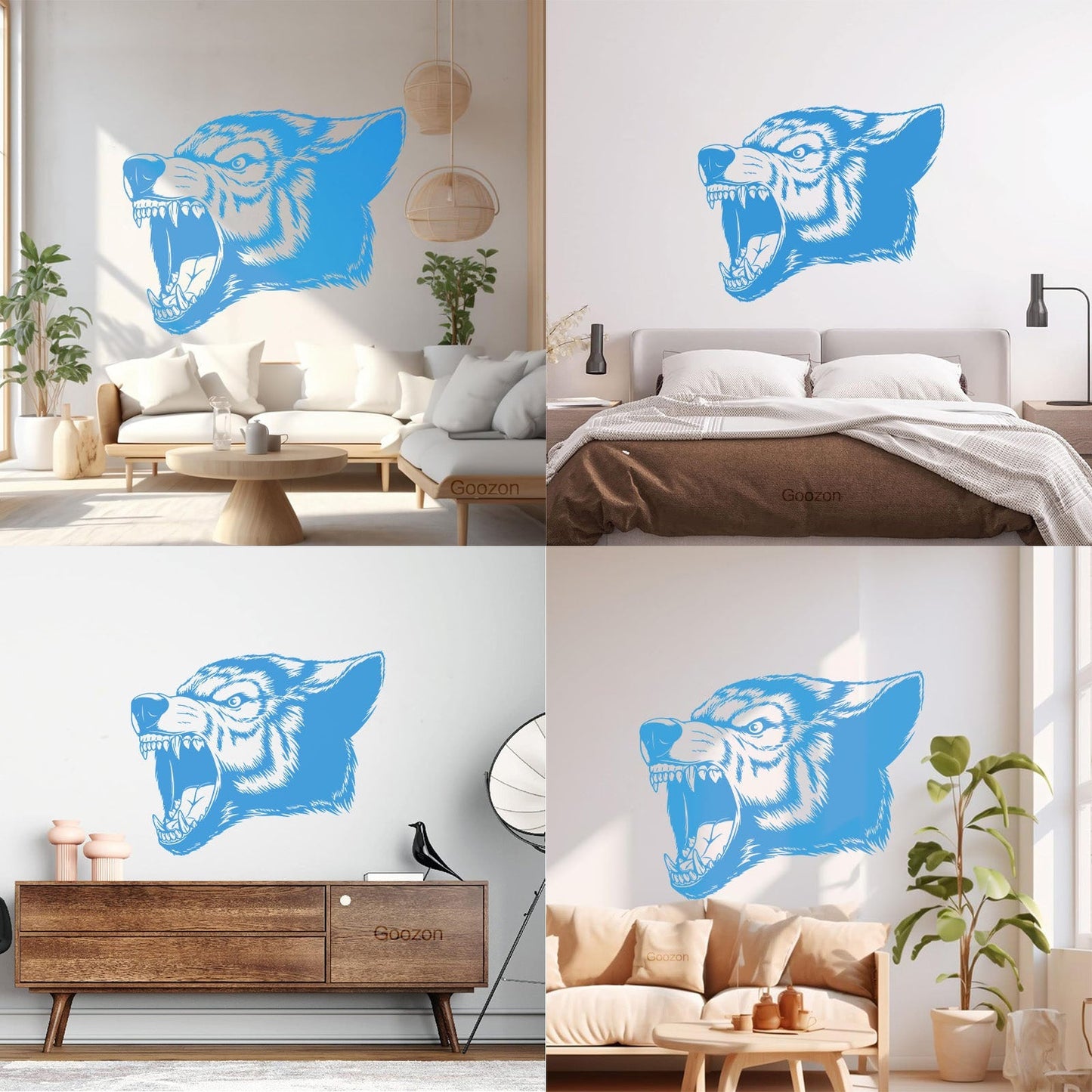 Vinyl Wall Stickers Aggressive Wolf Head Predator Animal Removable Without Leaving Glue