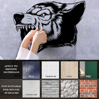 Vinyl Wall Stickers Aggressive Wolf Head Predator Animal Removable Without Leaving Glue