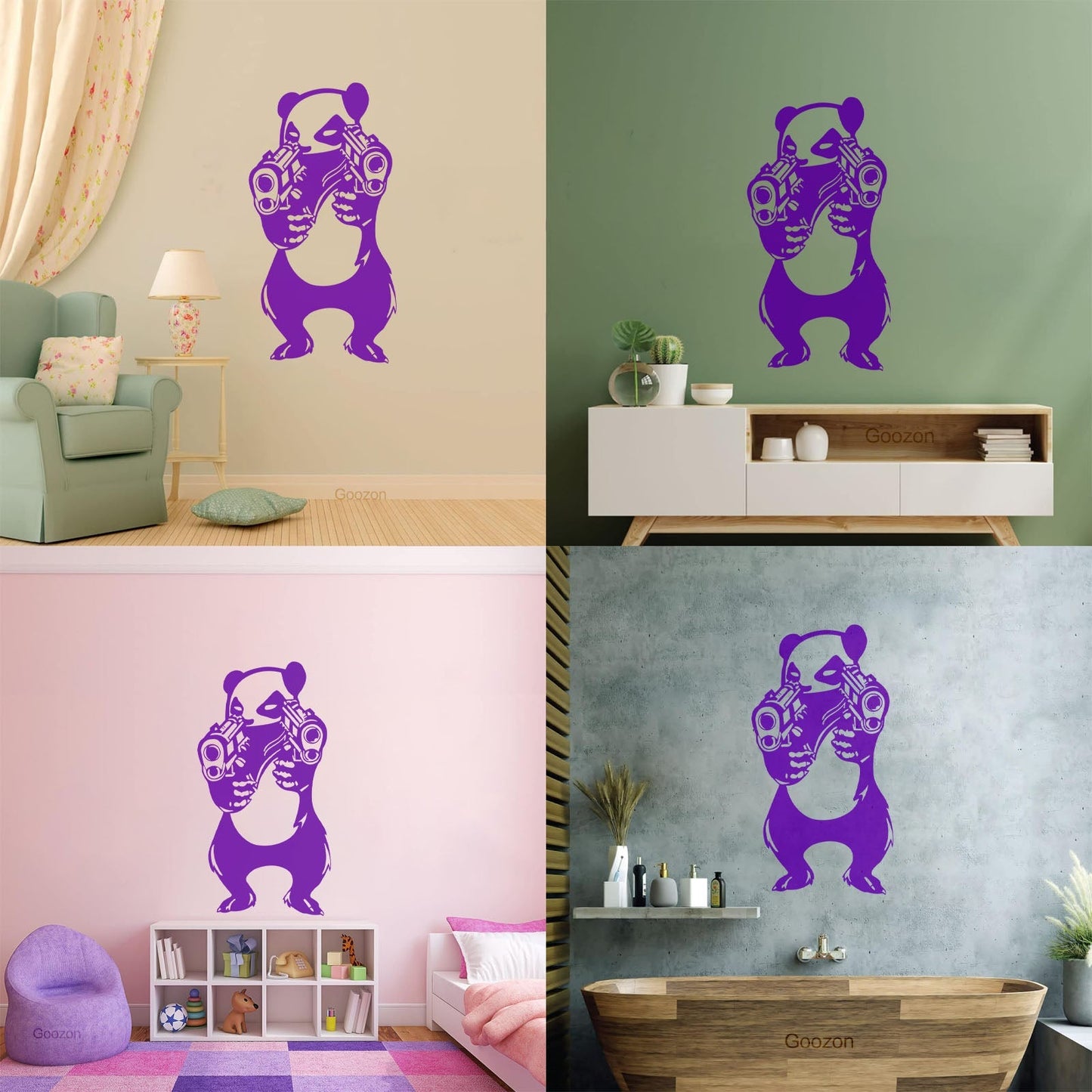 Wall Decals Pvc Angry Criminal Panda Asian Bear Funny Animal Kids Wall Beautification