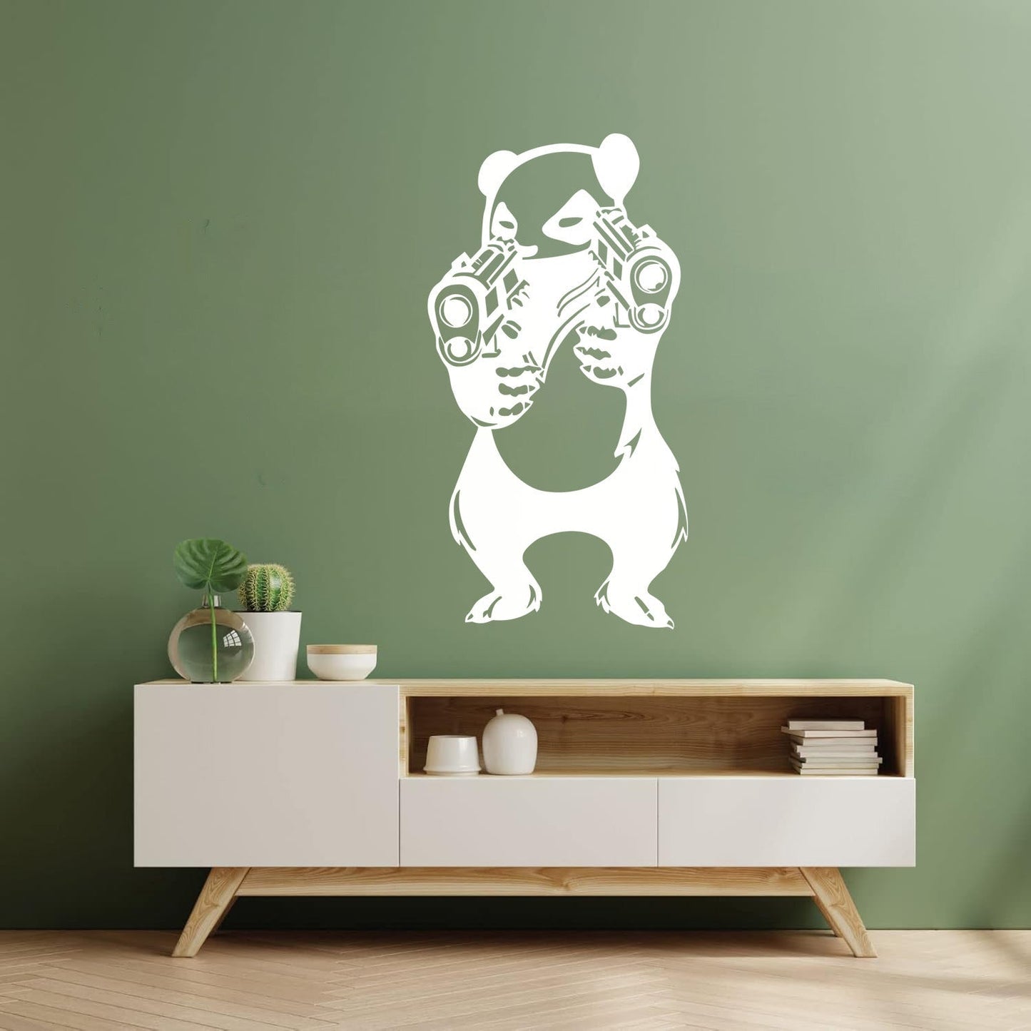 Wall Decals Pvc Angry Criminal Panda Asian Bear Funny Animal Kids Wall Beautification