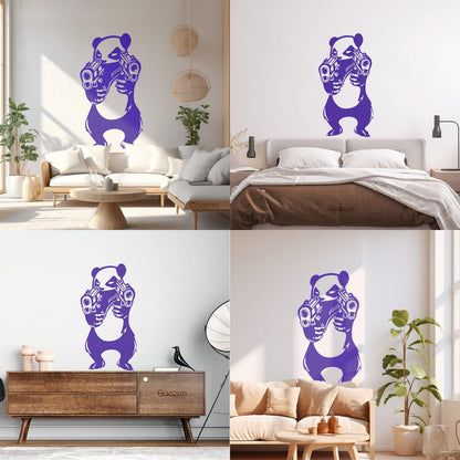 Wall Decals Pvc Angry Criminal Panda Asian Bear Funny Animal Kids Wall Beautification