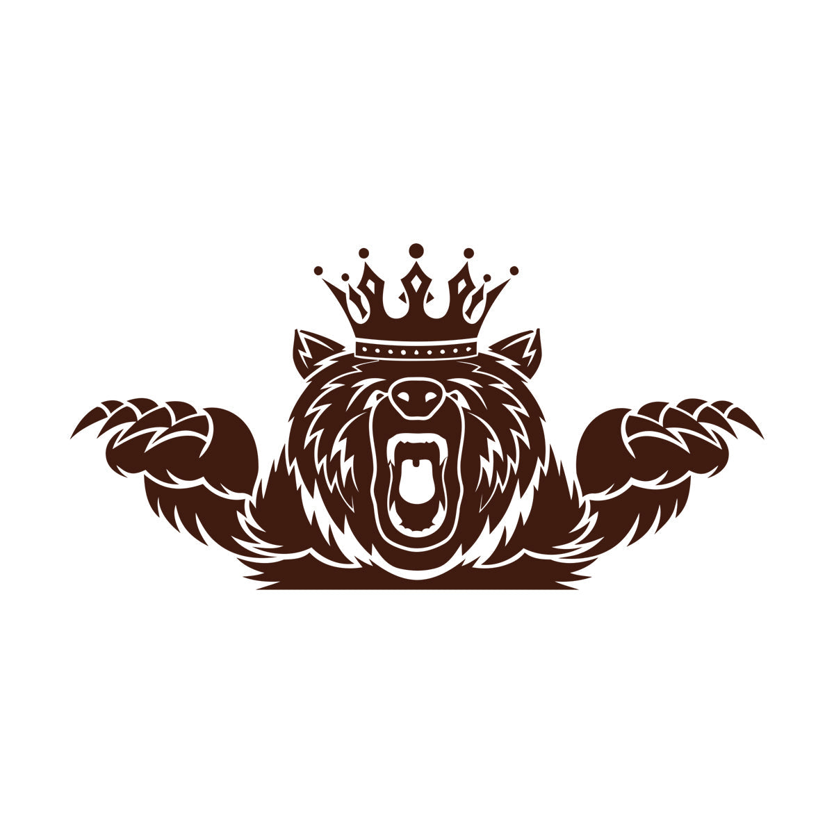 Wall Vinyl Sticker Decor Angry Grizzly Bear Forest Animal King Crown Multi Color Selection